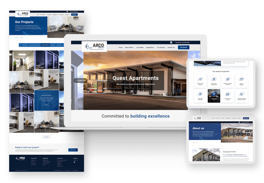 Dasawomangiva created the website for construction company ARCO to present their services